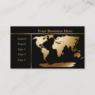 World Map Guld/Black Affärskort 4 Visitkort