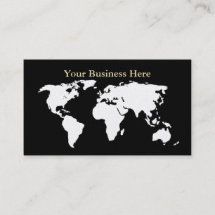 World Map Guld/Black Affärskort 6 Visitkort