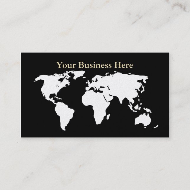 World Map Guld/Black Affärskort 6 Visitkort (Framsida)