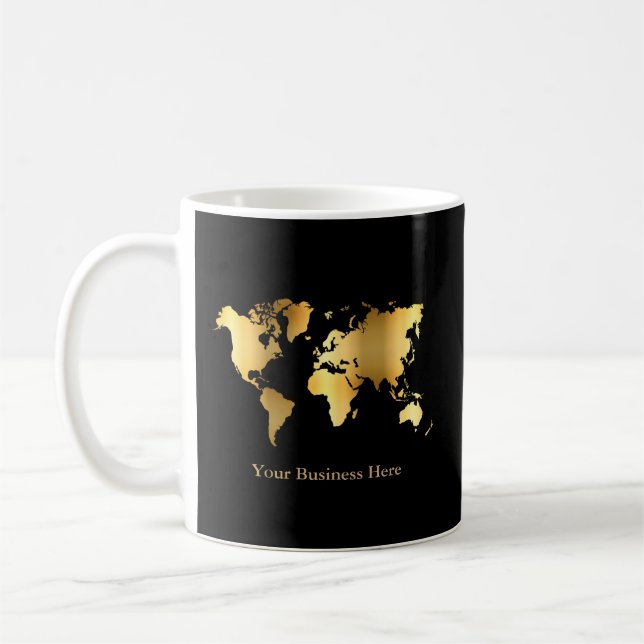 World Map Guld/Black Kaffemugg (Vänster)