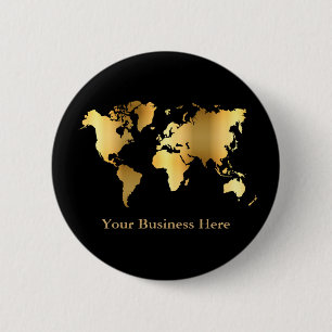 World Map Guld/Black Knapp