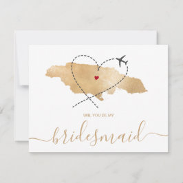 World Map Guld kommer att bli min bridesmaid Inbjudningar