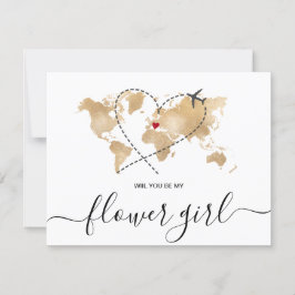 World Map Guld kommer att bli min FLOWER GIRL Inbjudningar