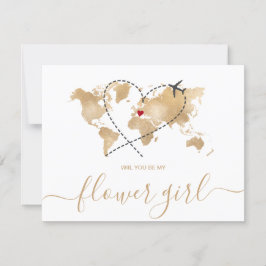 World Map Guld kommer att bli min GIRL-inbjudan Inbjudningar