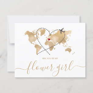 World Map Guld kommer att bli min GIRL-inbjudan Inbjudningar