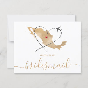 World Map Guld kommer att bli mitt Bridesmaid Mexi Inbjudningar