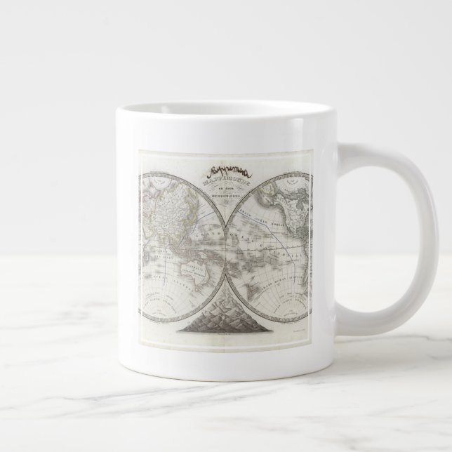 World Map in 2 Hemisfär Jumbo Mugg (Höger)