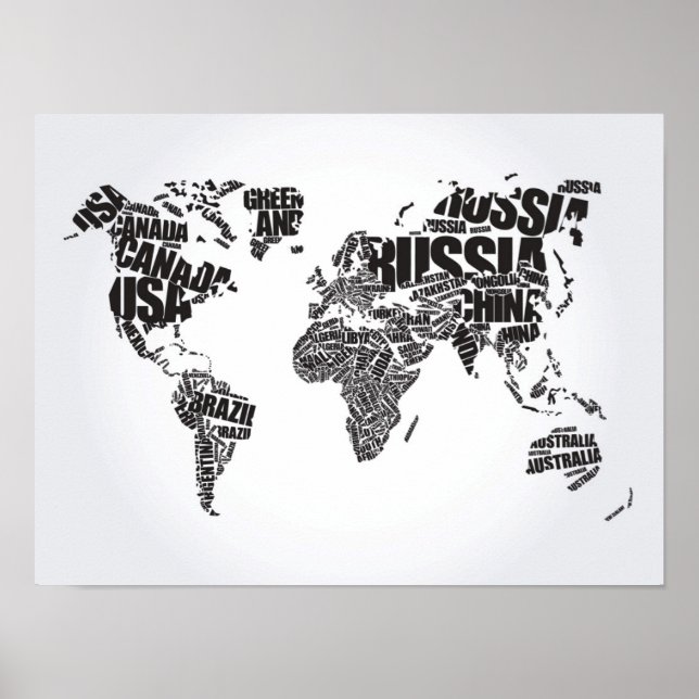 World Map in Typography Poster (Framsidan)