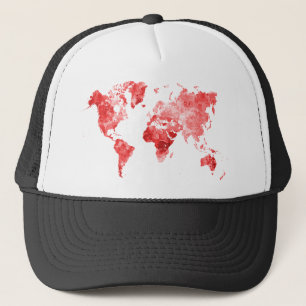 World map in water color Red Keps