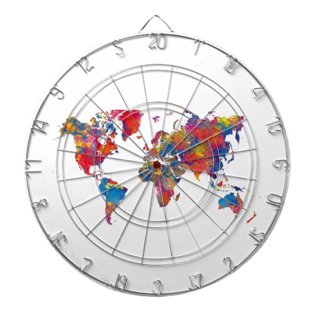 World map in watercolor darttavla (Framsidan)