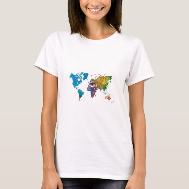 World map in watercolor t shirt (Framsida)