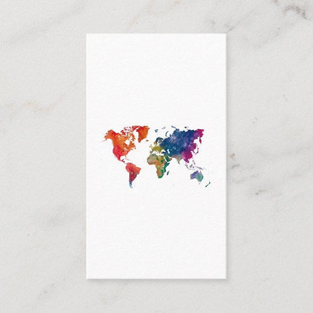 World map in watercolor visitkort (Framsida)