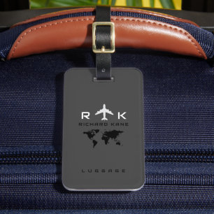 World Map Internationell Avion Travel Bagagebricka