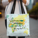 World Map - jag har inte varit överallt.. Tygkasse<br><div class="desc">World Map Tote Bag - Hej resenärer! Kolla in den här fantastisk i väskan med en mycket färgstark världskarta för öga. Texten "Jag har inte varit överallt, men den står på min lista". Texten kan ändras till vad du vill. Den här väskan ger en mycket funky dekorativ beröring till din...</div>