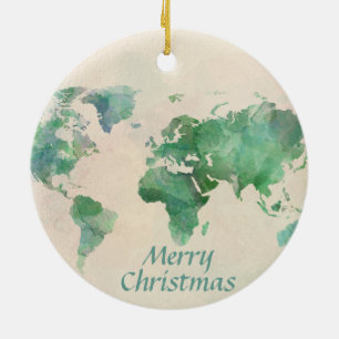 World Map Julgranar Ornament