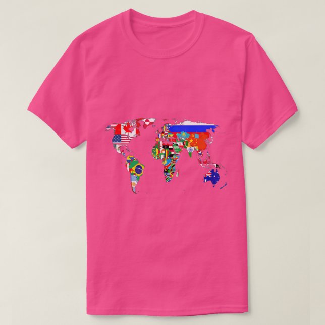 World Map Land Flagga Atlas gigapixelstandard T Shirt (Design framsida)
