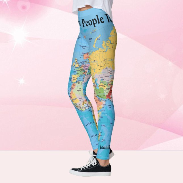 World Map Leggings DITT NAMN Yoga Byxor S to XL (Skapare uppladdad)