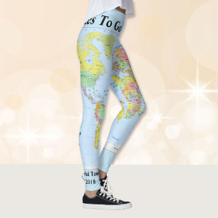 World Map Leggings DITT NAMN Yoga Byxor S to XL