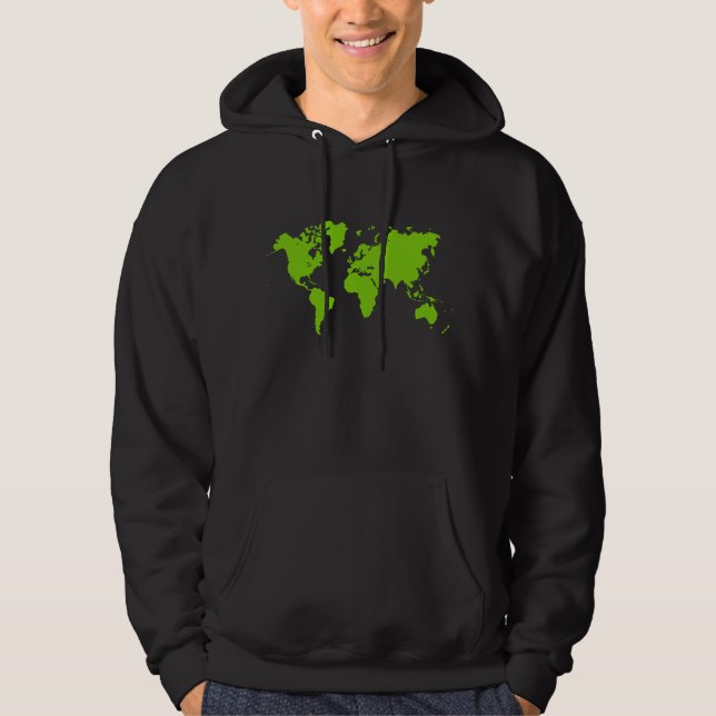 World Map - Martian Grönt Hoodie (Framsida)