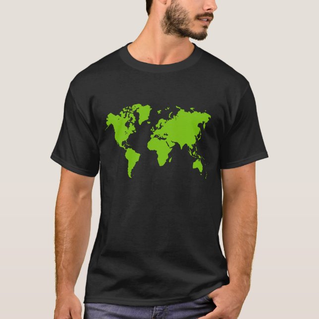 World Map - Martian Grönt T Shirt (Framsida)
