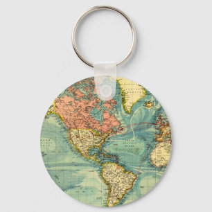 World Map med United Stater Nyckelring