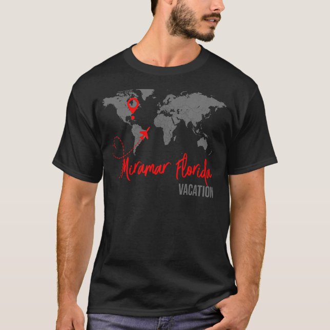 World Map Miramar Beach Karta Matching Family Vaca T Shirt (Framsida)