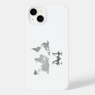 World Map Monogram Namn Traveler Anpassningsbar Gr