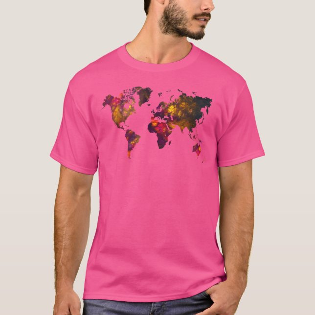 World Map Mountas Worldmap Karta T Shirt (Framsida)