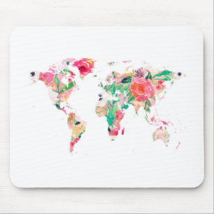 World Map Mouse Pad, Rosa Musmatta