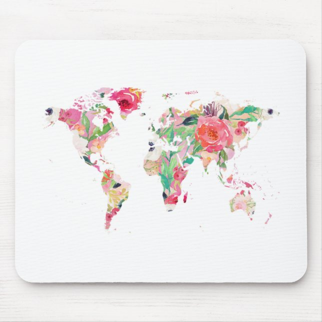 World Map Mouse Pad, Rosa Musmatta (Framsidan)