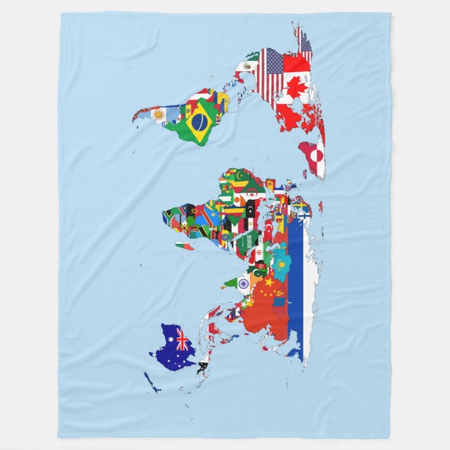 World Map of Flaggor Fleece Blanket (Framsidan)