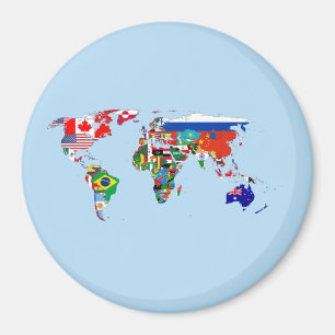 World Map of Flaggor Magnet