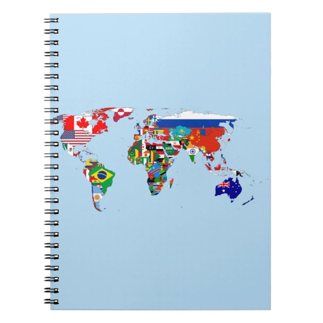 World Map of Flaggor Spiral Photo Notebook Anteckningsbok (Framsidan)