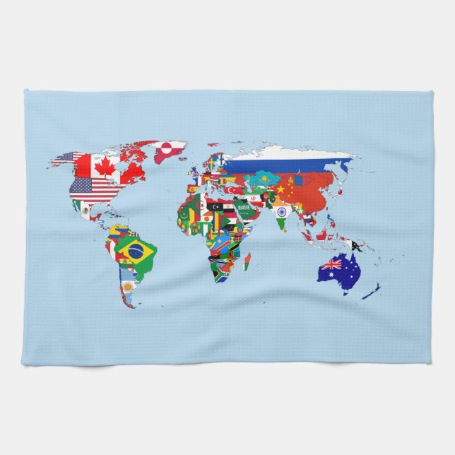 World Map of Flags Kitchen Towels Kökshandduk (Horisontell)