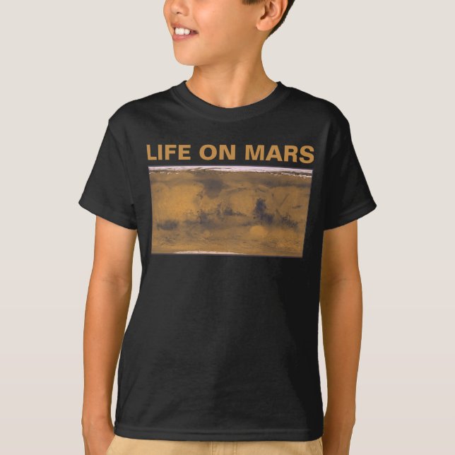 World Map of Mars Red Planet by Satellite T Shirt (Framsida)