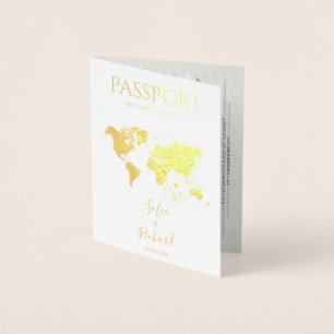 World Map of Tropical Destination Wedding Passport Folierat Kort