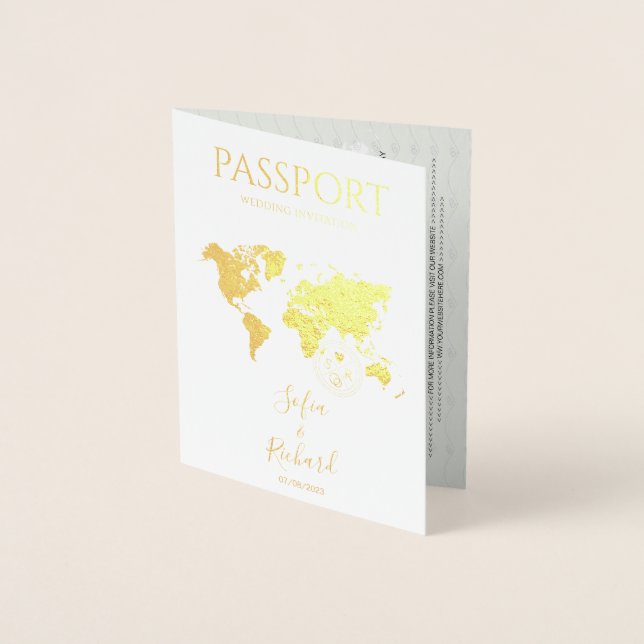 World Map of Tropical Destination Wedding Passport Folierat Kort (Framsida)