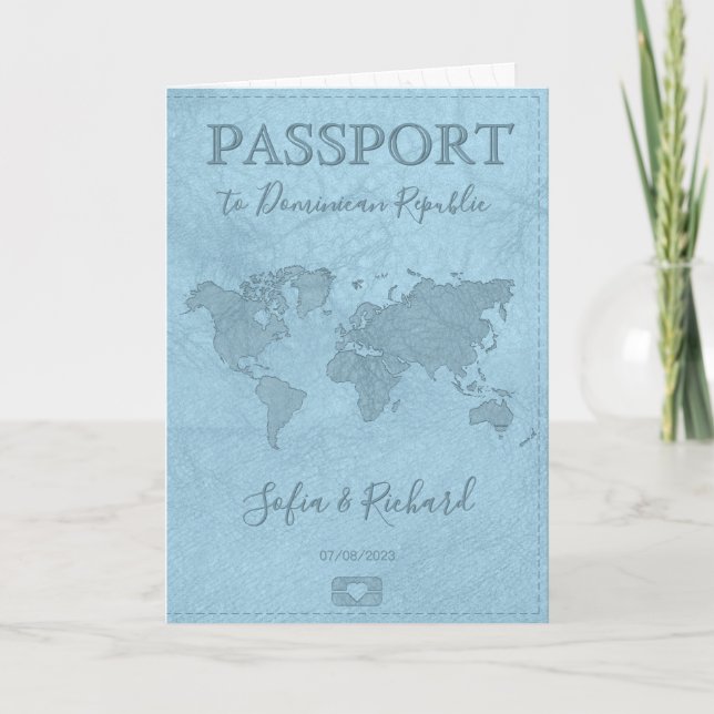 World Map of Tropical Destination Wedding Passport Inbjudan (Framsida)