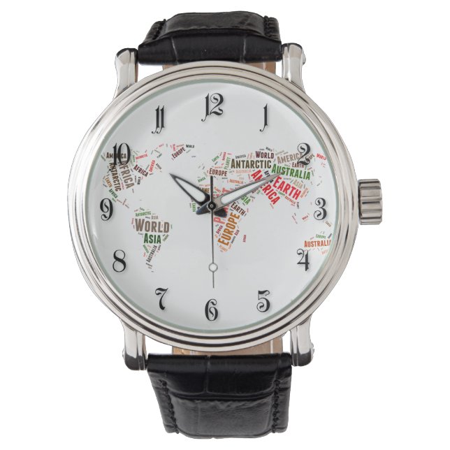 World map ord Cloud Armbandsur (Framsida)