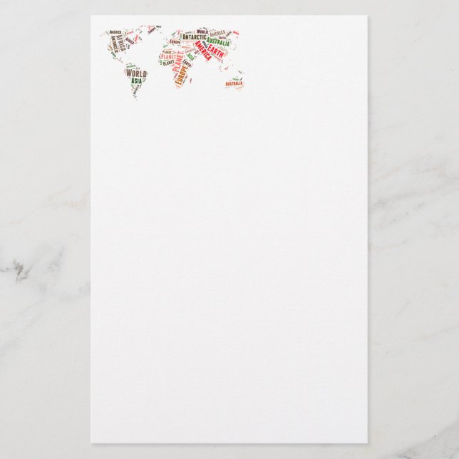 World map ord Cloud Brevpapper (Framsida)