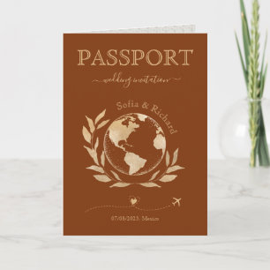 World Map över destinationspass för två Brides Brö Inbjudan