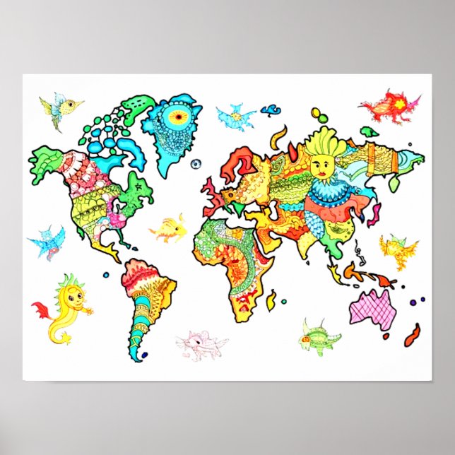 World Map över konstnärer Poster (Framsidan)