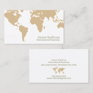 World Map Oversified Internationell Business White Visitkort
