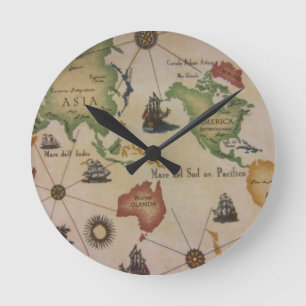 World Map Pacific Rund Klocka