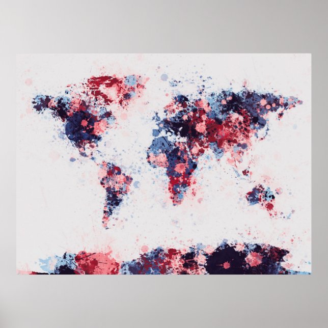 World Map Paint Stänk Poster (Framsidan)