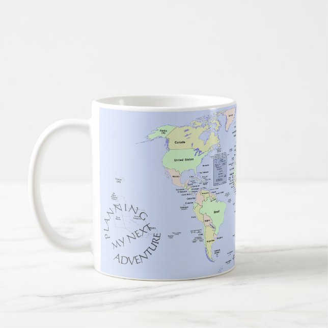 World Map - Planning My Next Adventure - Custom Kaffemugg (Vänster)