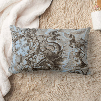 World Map Poseidon Ocean Blue Lumbarkudde