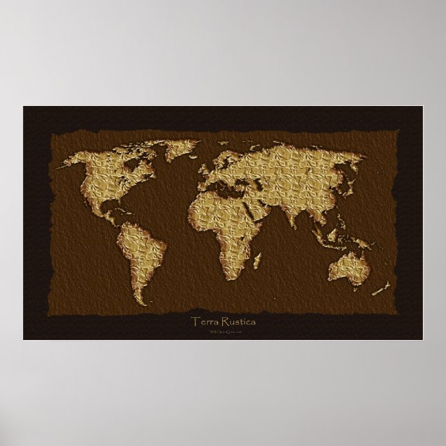 World Map Rustic Art Poster (Framsidan)