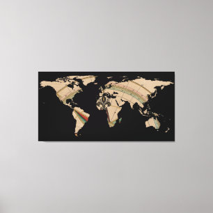 World Map Silhouette - Compass Ro Canvastryck