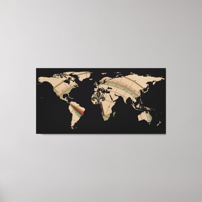 World Map Silhouette - Compass Ro Canvastryck (Framsida)